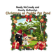 Book cover of 'Christmas at Puddle Pot Pond' with two dogs wearing Santa hats and Christmas decorations.